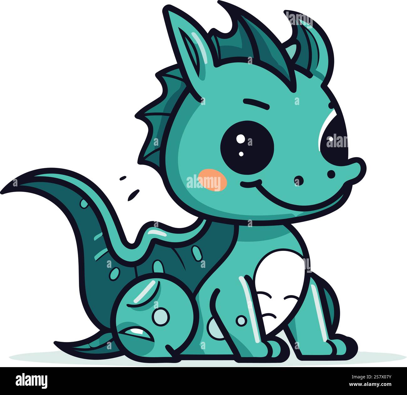 Cute cartoon dragon. Vector illustration isolated on a white background ...