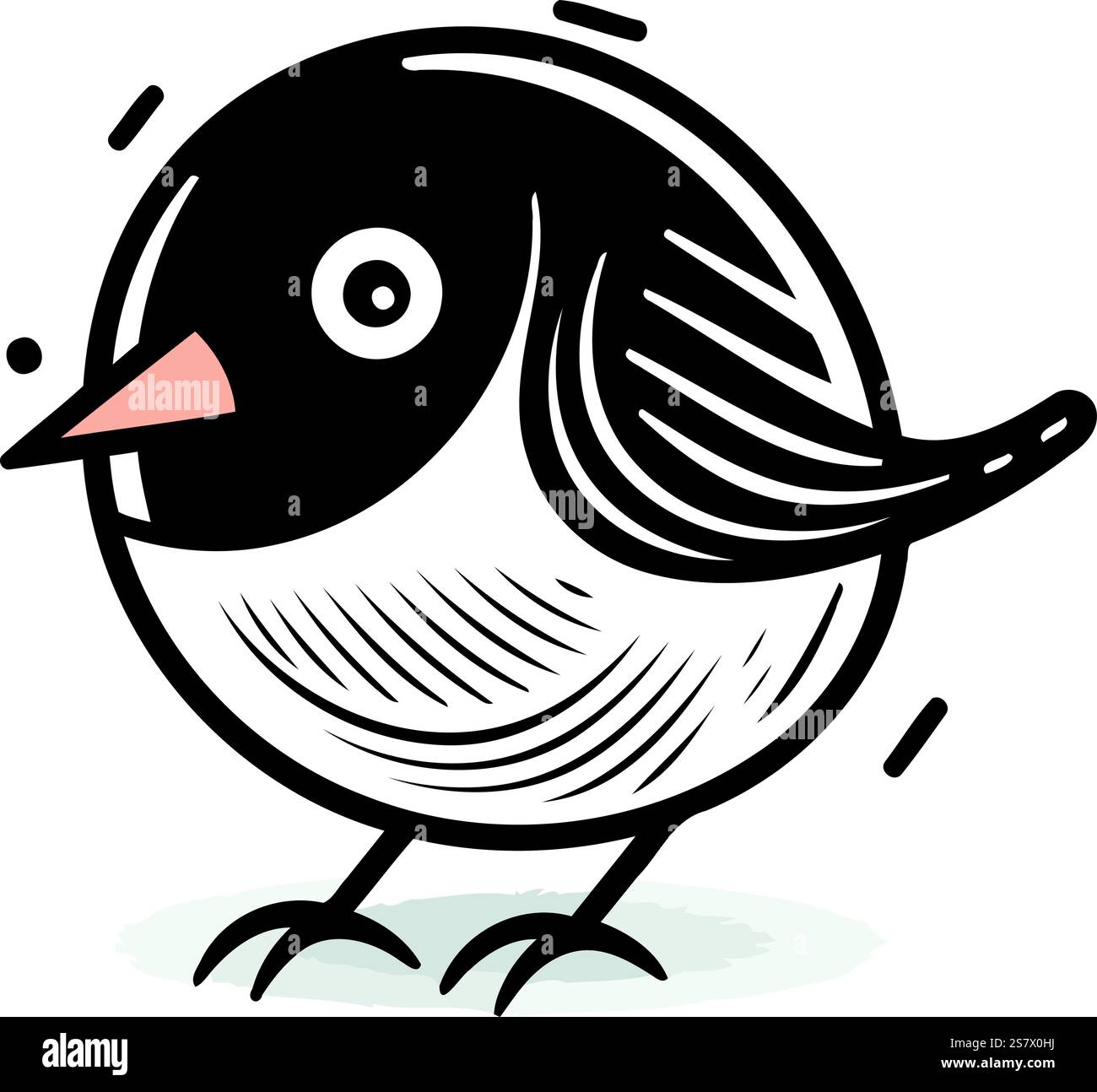 Cute bird isolated on white background. Hand drawn vector illustration ...