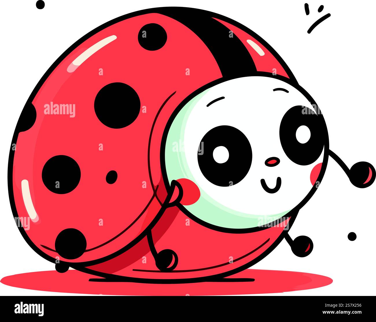 Cute cartoon ladybug character. Vector illustration. Isolated on white ...