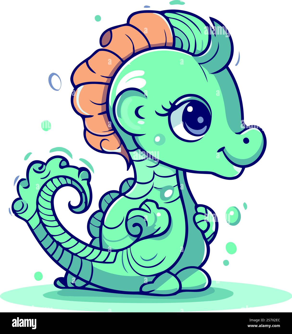 Cute cartoon seahorse isolated on white background. Vector illustration ...