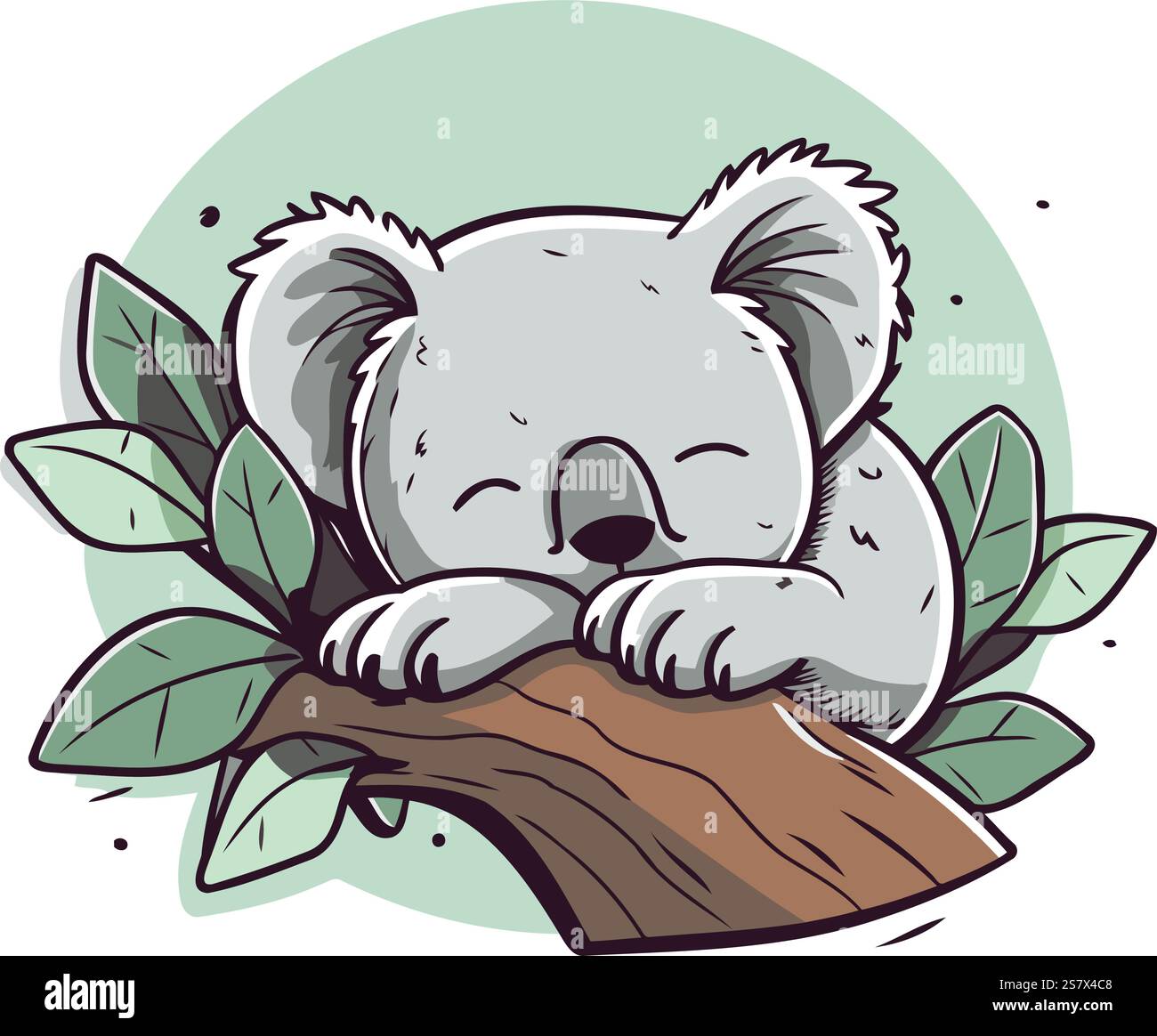 Cute koala bear sleeping on a tree. Vector illustration Stock Vector ...
