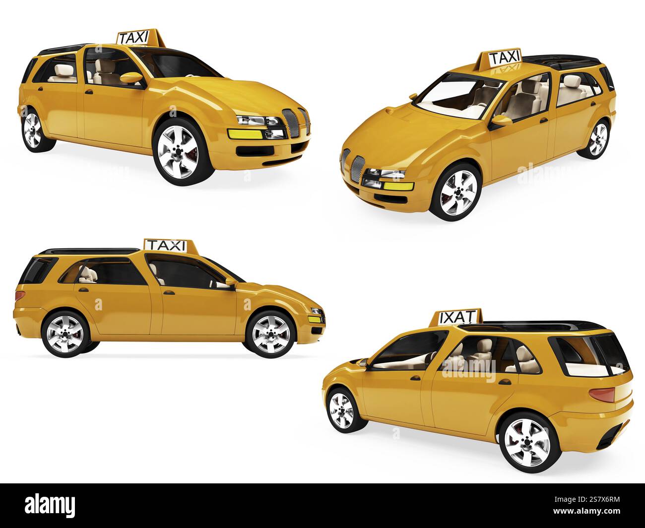 Isolated collection of concept yellow taxi Stock Photo