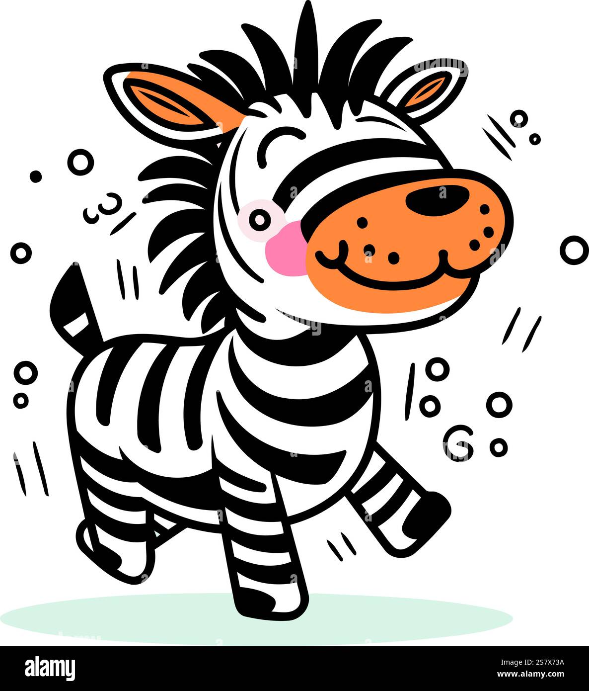 Cute cartoon zebra vector illustration. Isolated on white background ...