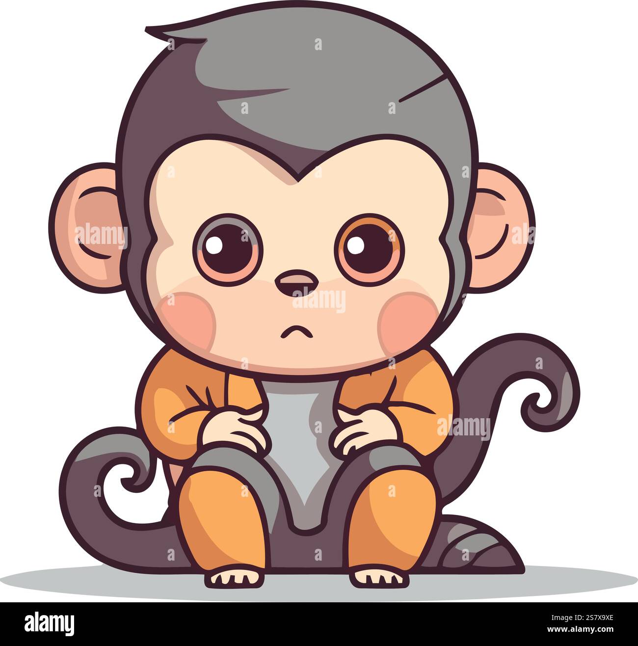 Cute monkey cartoon character vector illustration. Cute little monkey ...