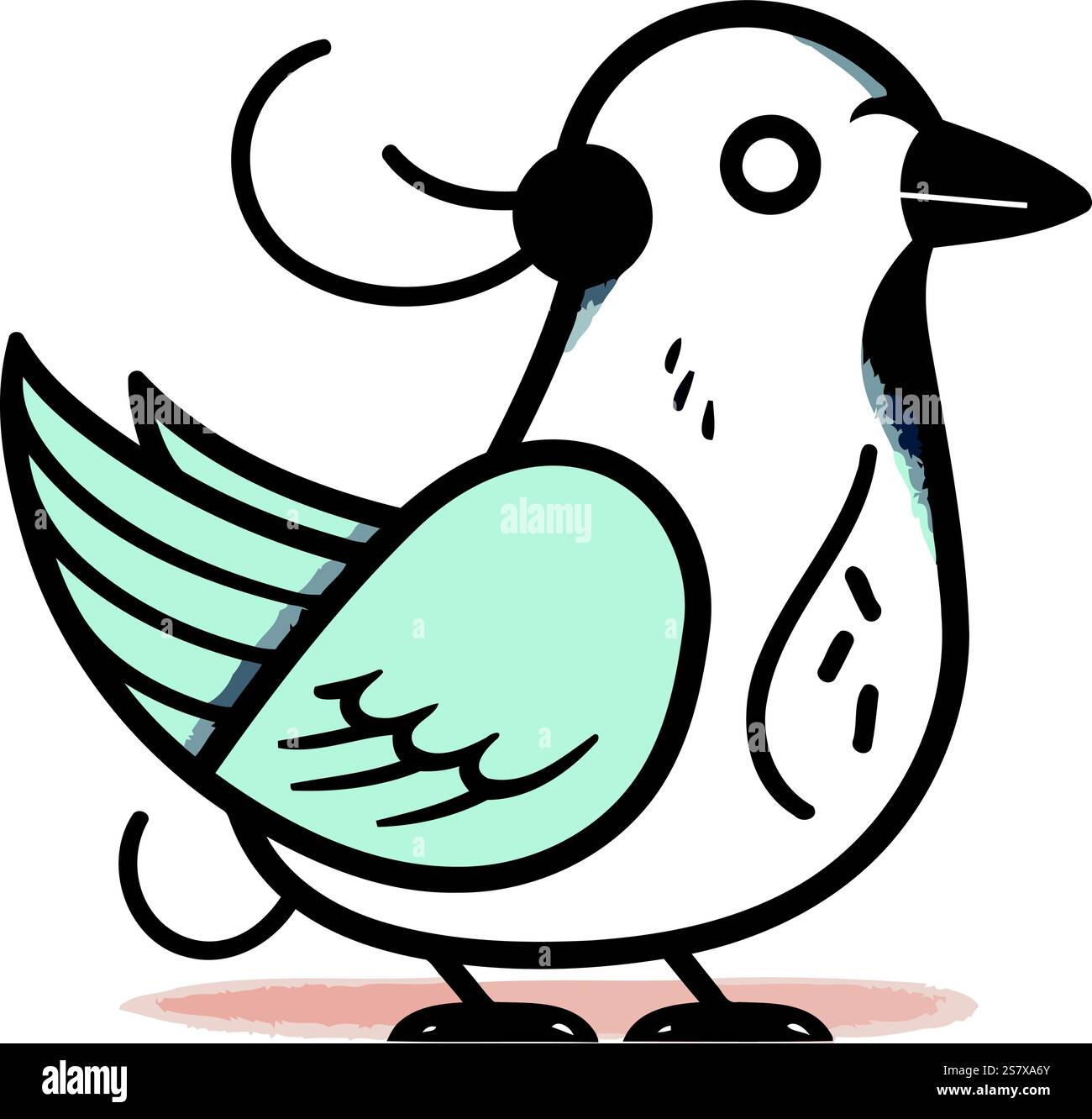 Hand drawn cute bird. Vector illustration in doodle style Stock Vector ...