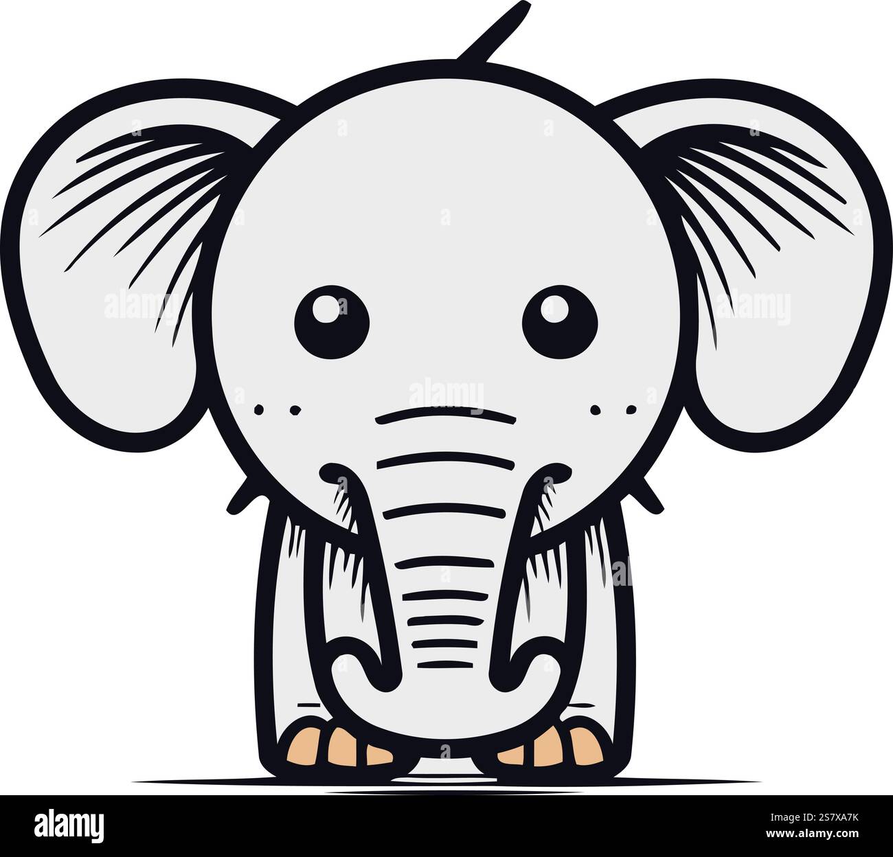 Cute cartoon elephant isolated on a white background. Vector ...