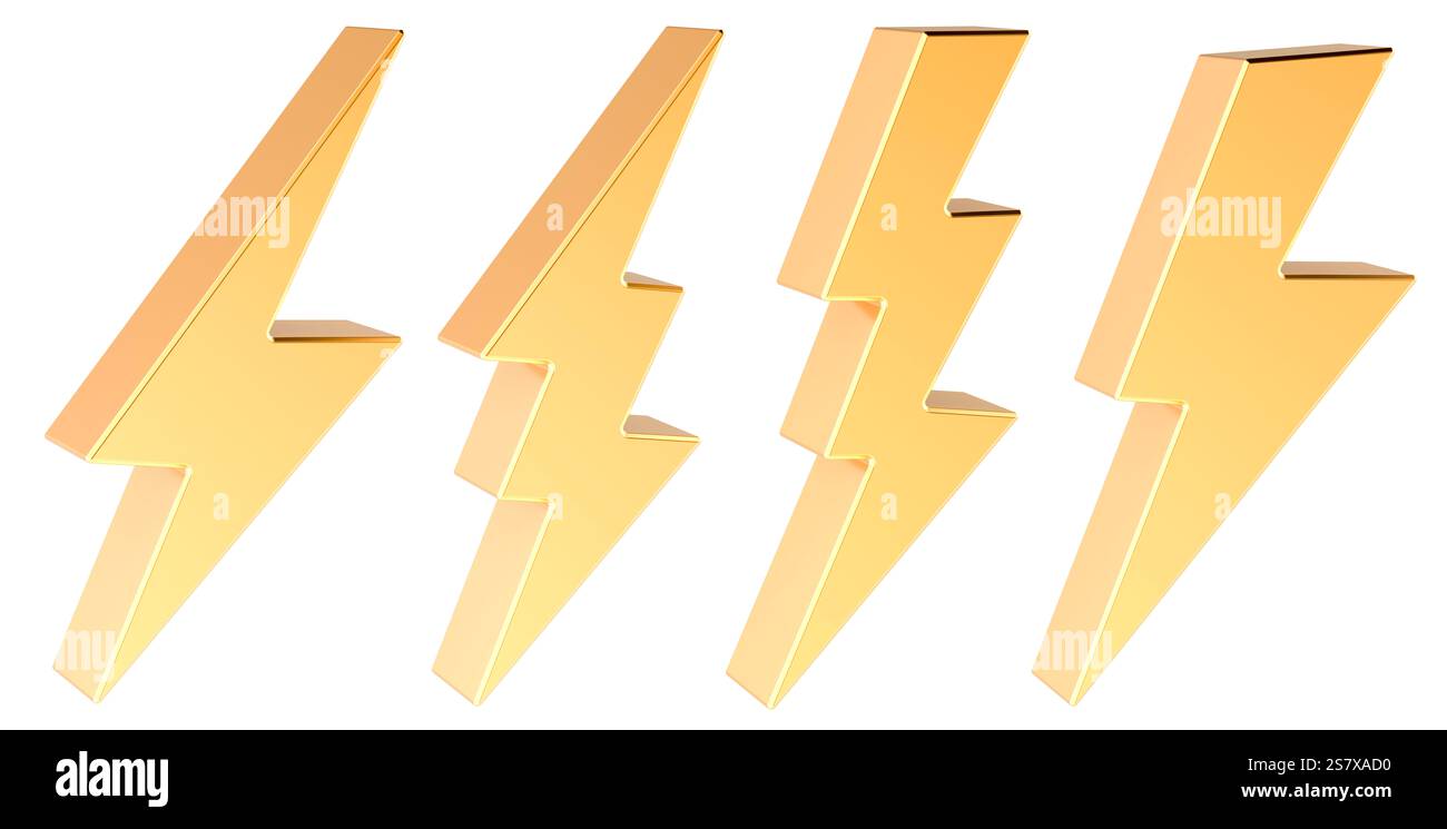 Lightning symbol 3d golden sign hi-res stock photography and images - Alamy