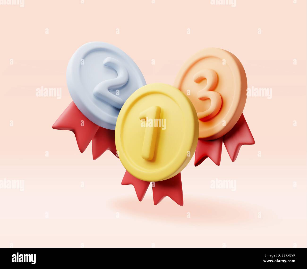 3d set of medals with red ribbons Stock Vector Image & Art - Alamy