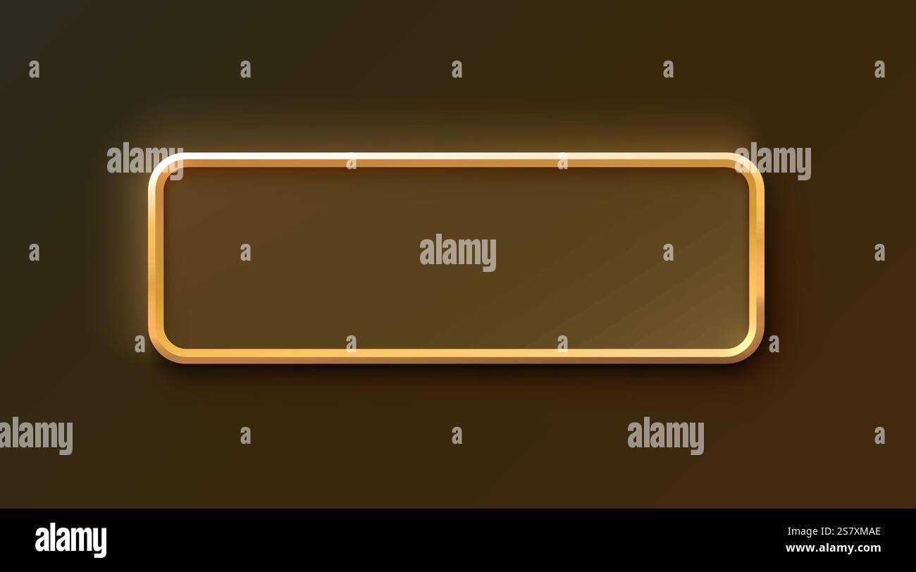 Golden frame label, event bar button, gold signboard. Vector Stock ...