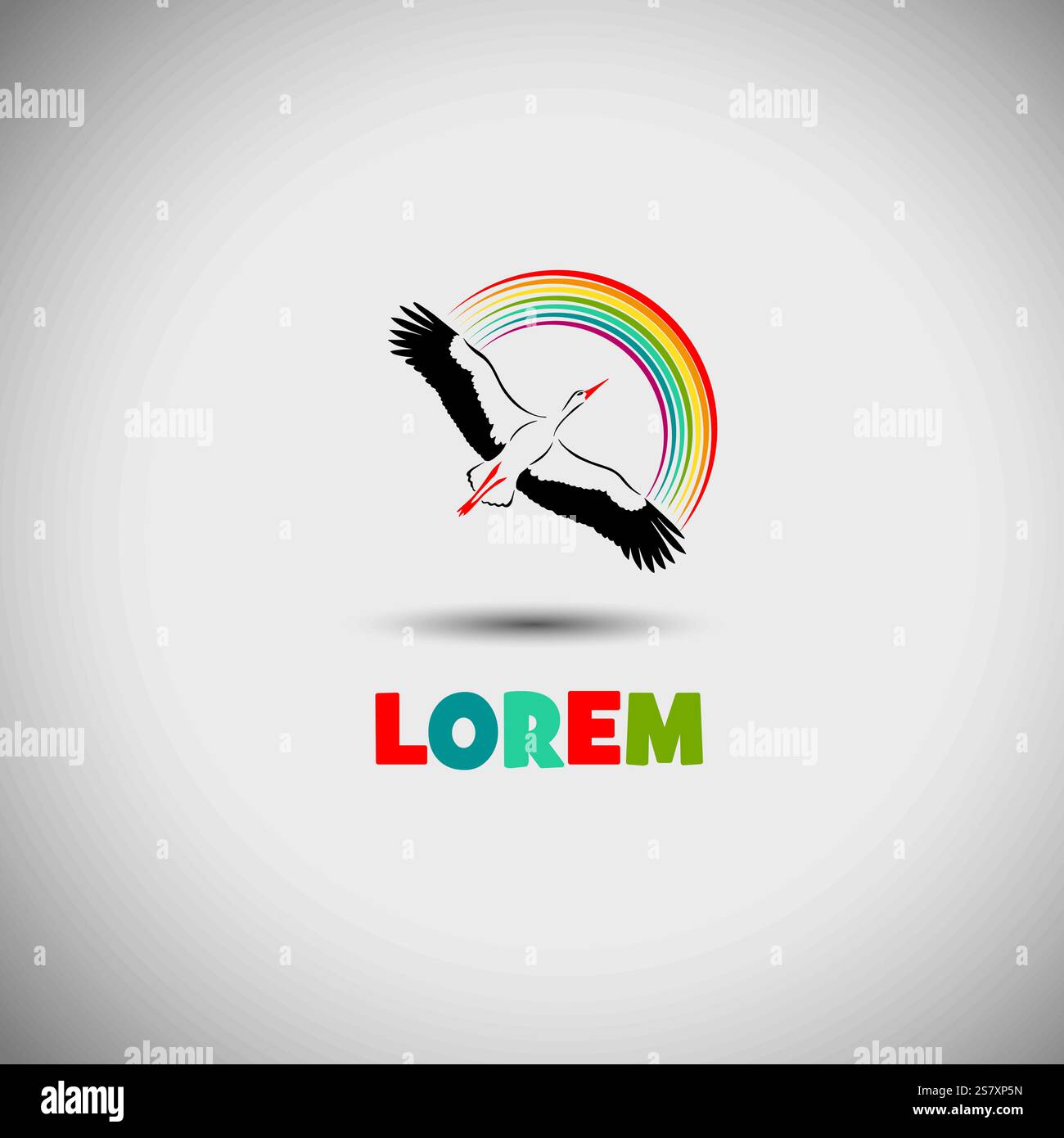 Stork logo. hand drawn. Not AI, Vector illustration Stock Vector