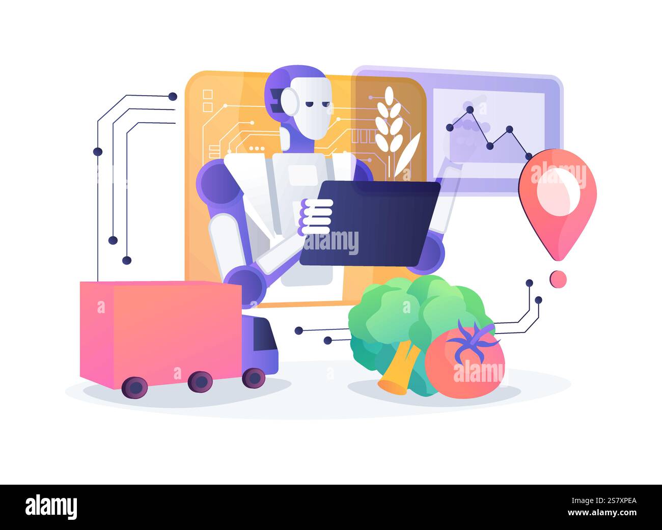 AI-Backed Supply Chain Management abstract concept vector illustration ...