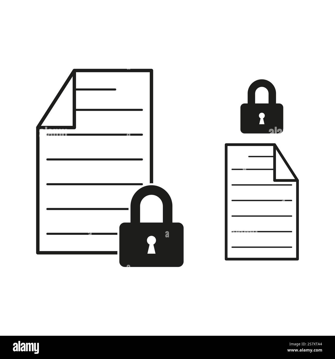 Locked document icon. Paper with padlock. Privacy protection symbol ...