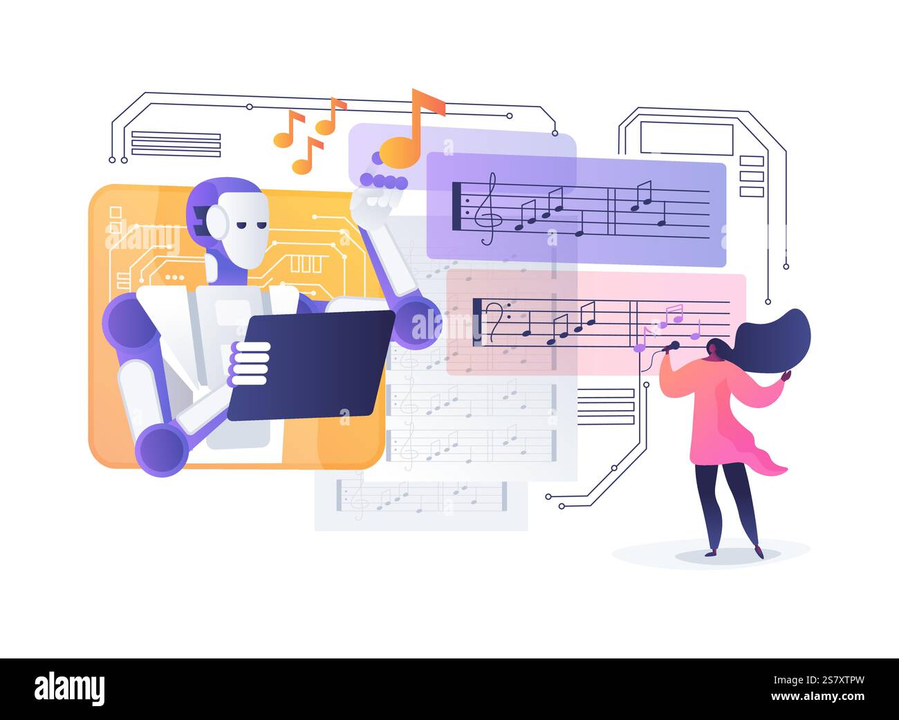 AI-Generated Music Composition abstract concept vector illustration ...