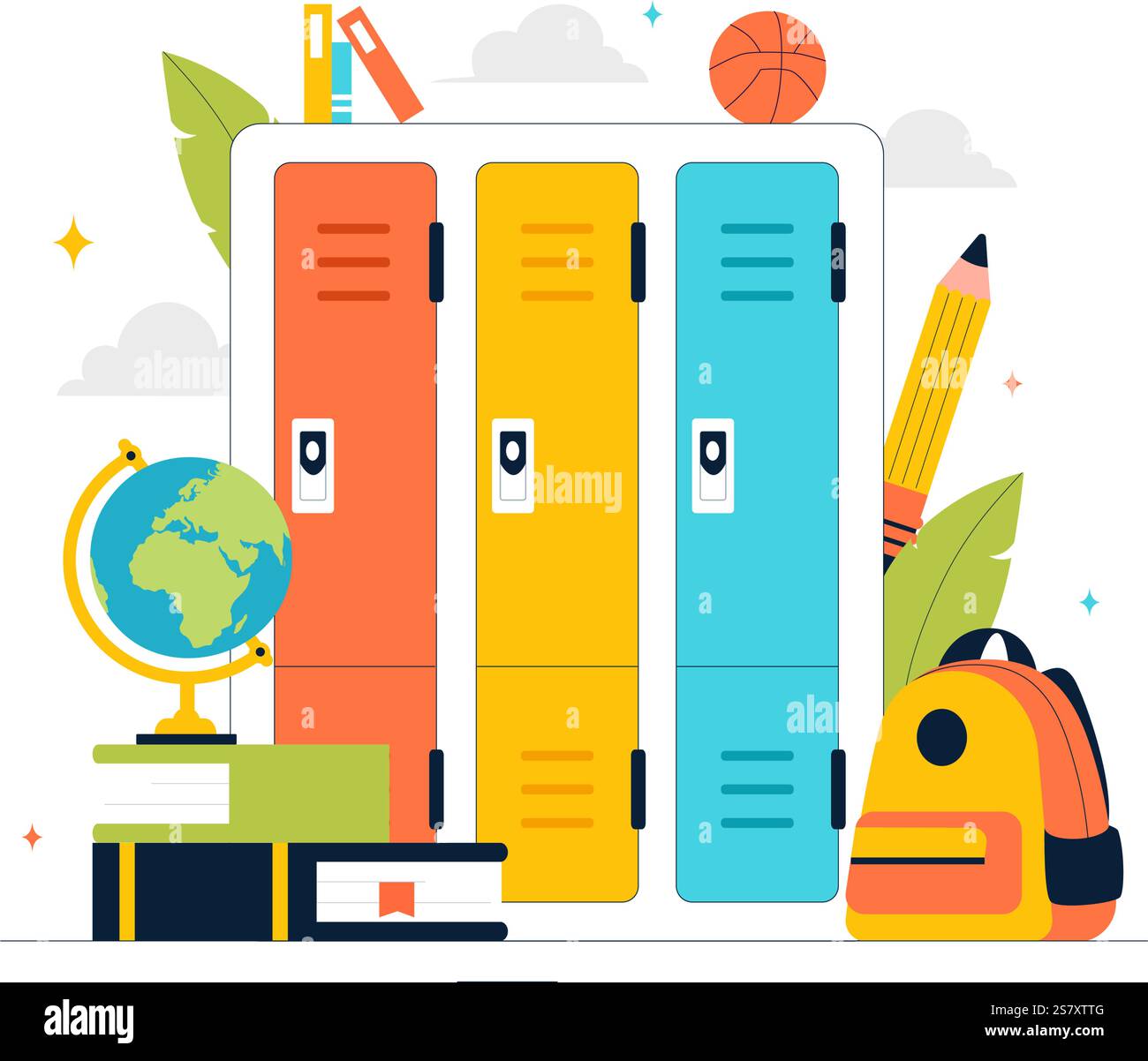 School Locker Room Vector Illustration Featuring Neatly Organized ...