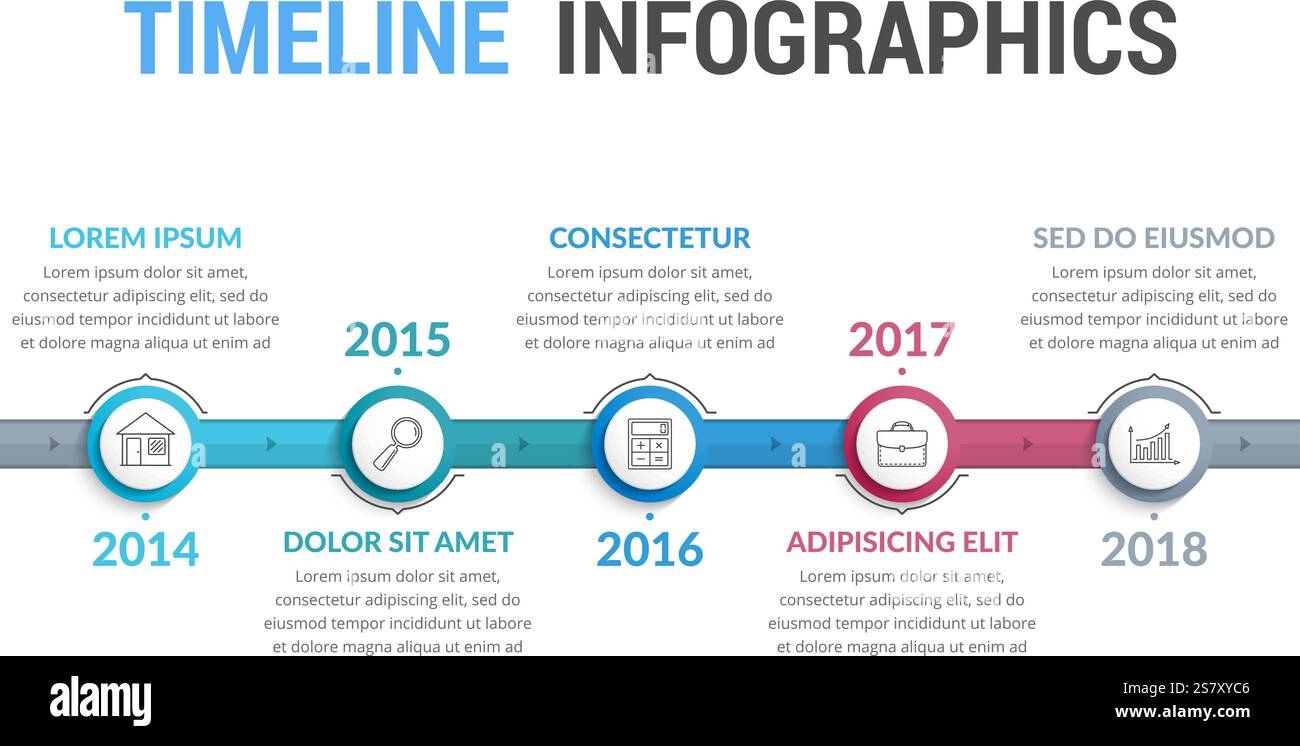 Timeline infographics template, workflow or process diagram, vector ...