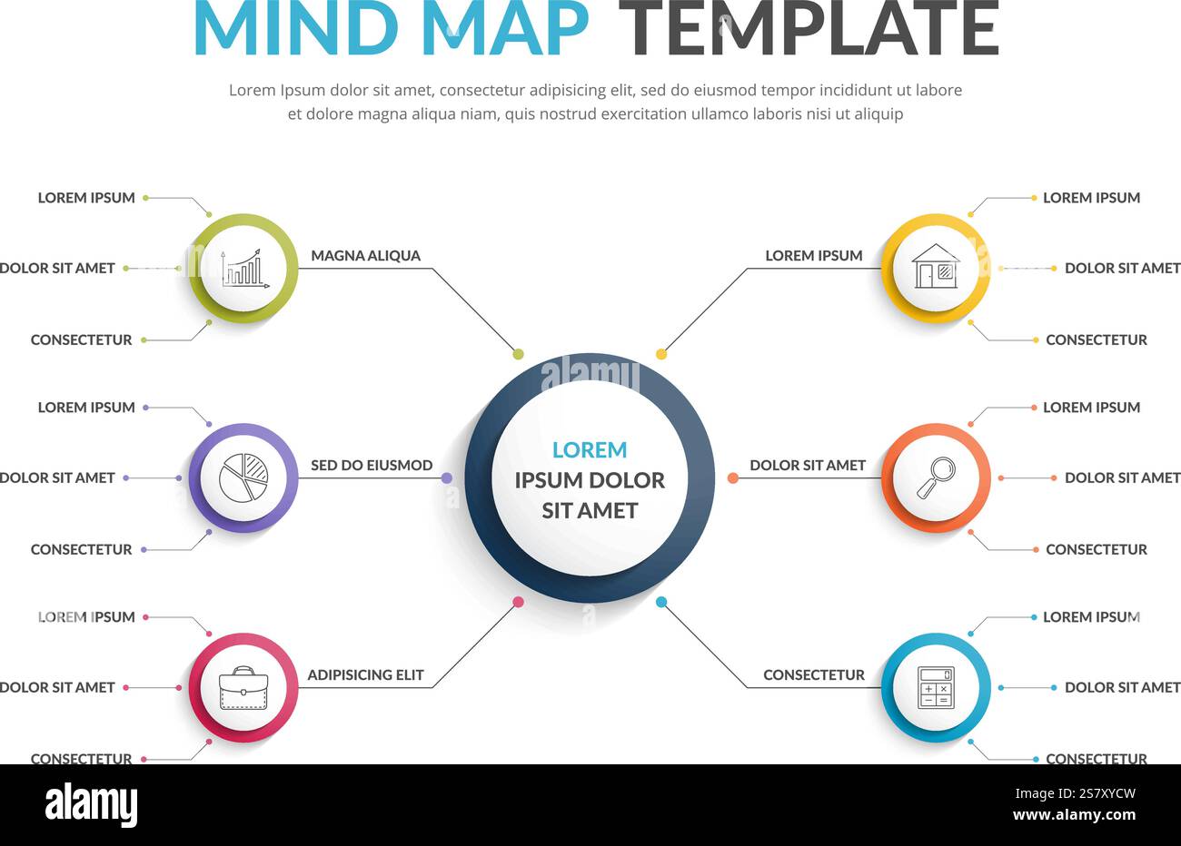 Absrtact mind map template, business infographics, vector eps10 illustration Stock Vector