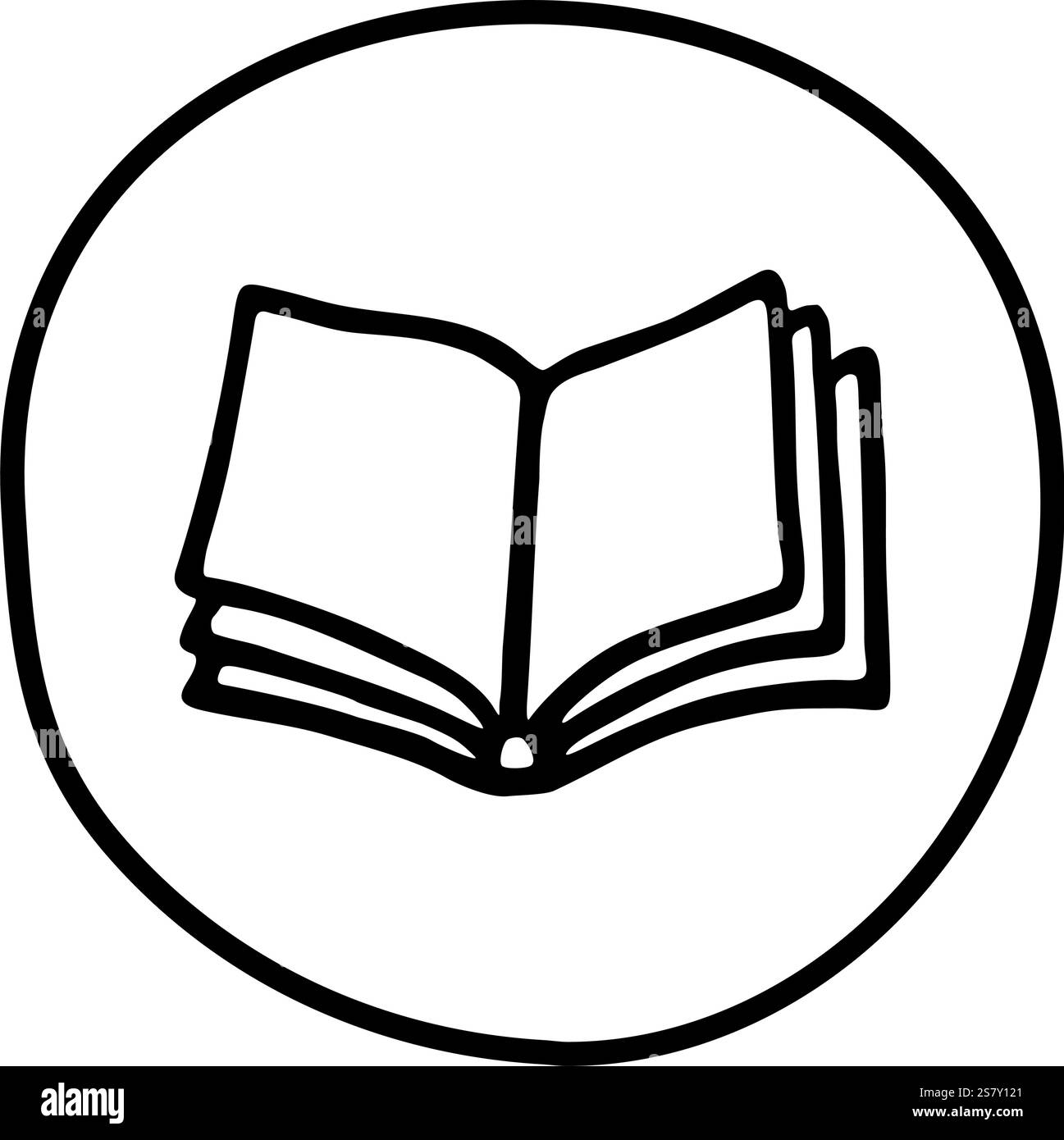 Doodle open book icon hand drawn with black line in freehand style ...