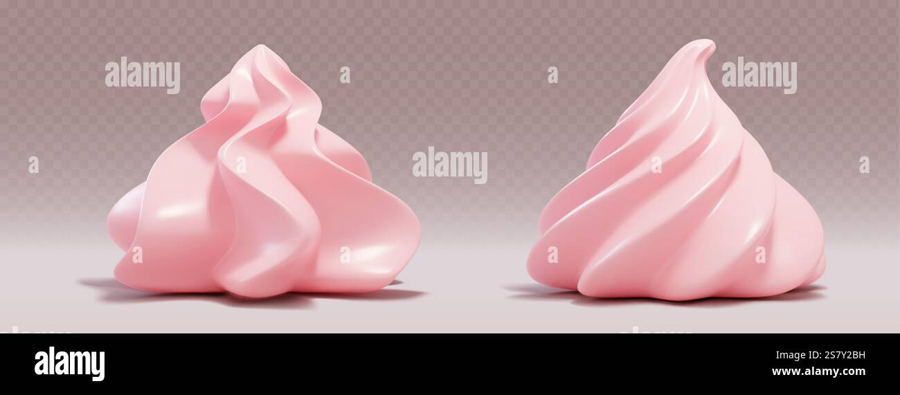 Whipped cream 3d elements in soft pink color with two piping techniques ...