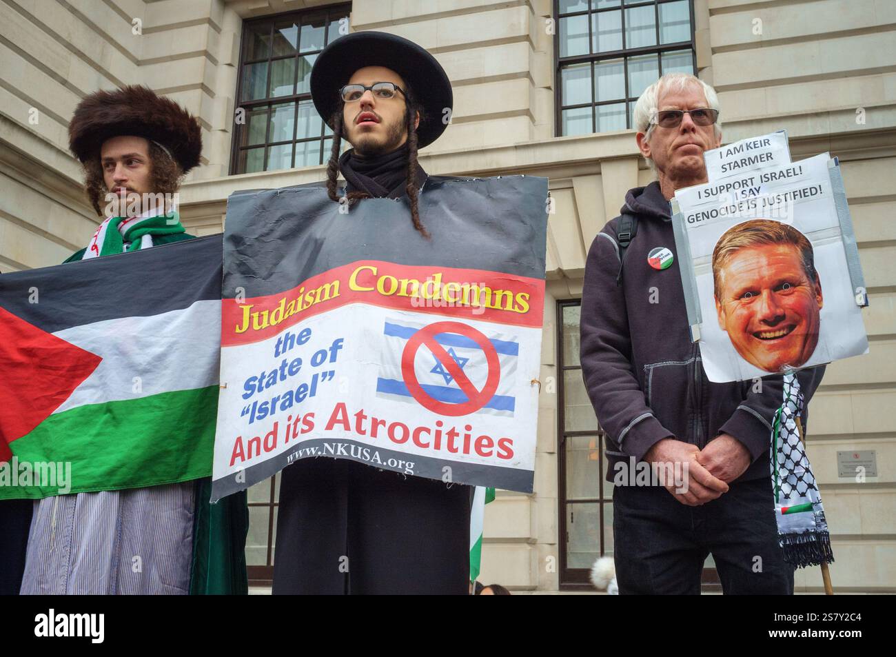 London, UK, Whitehall, January 18th 2025, National March for Palestine, members of the anti-Zionist organisation Neturei Karta International Stock Photo