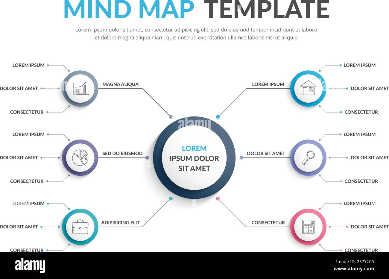 Absrtact mind map template, business infographics, vector eps10 illustration Stock Vector