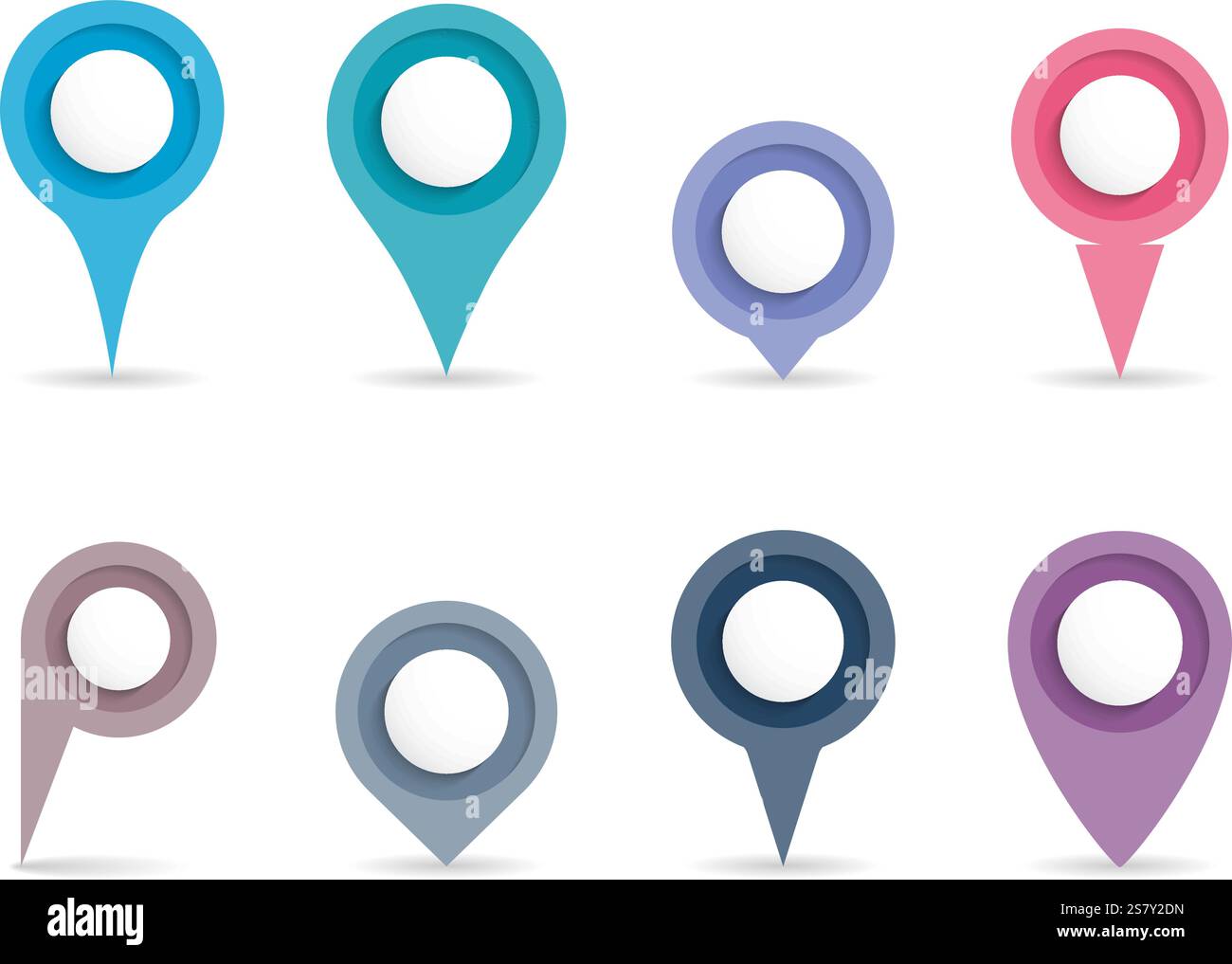 Map pins, eight shapes and colors, vector eps10 illustration Stock ...