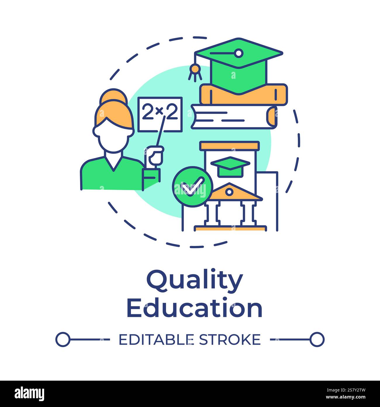 Quality education multi color concept icon Stock Vector