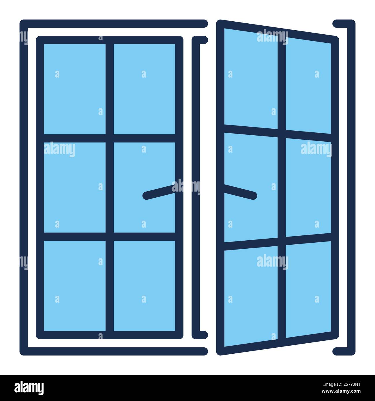 Opened Window vector concept blue modern icon or symbol Stock Vector