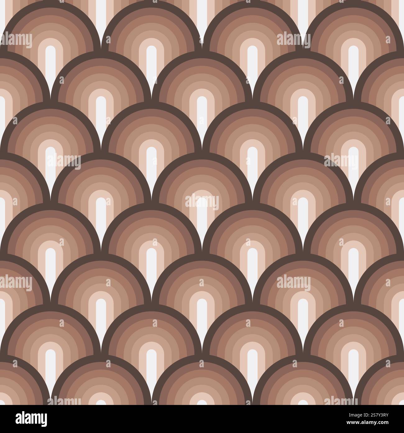 Retro waves wallpapers pattern, Seamless repeating vector pattern, brown mocha mousse colors Stock Vector