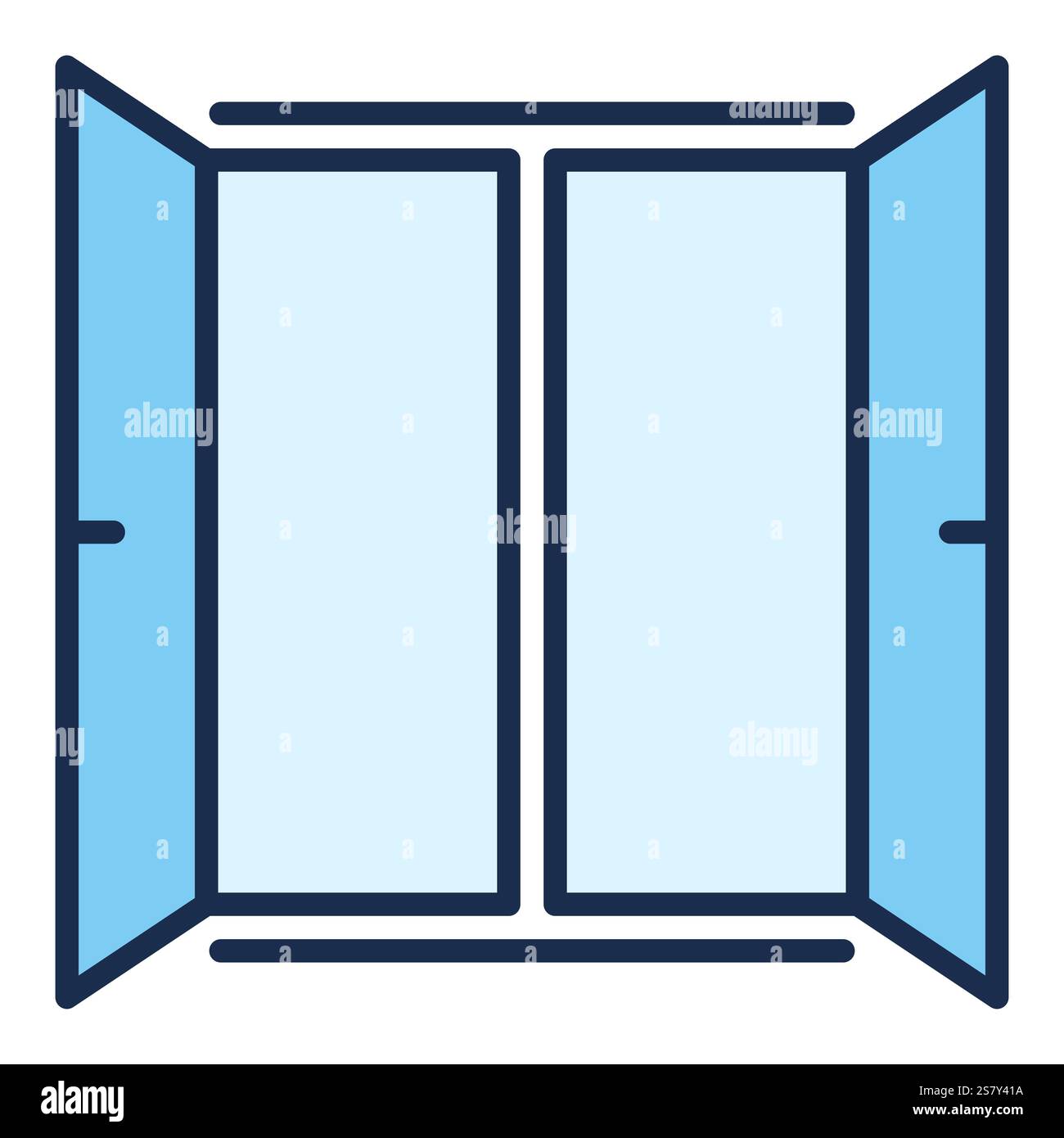 Wide Open Window vector Simple Clear Portal concept blue icon or symbol ...
