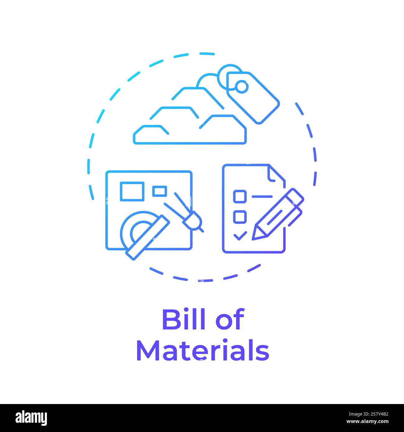Bill of materials blue gradient concept icon Stock Vector