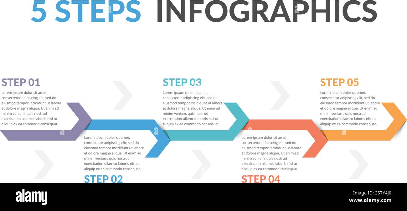 Infographic template with five steps with arrows, vector eps10 ...