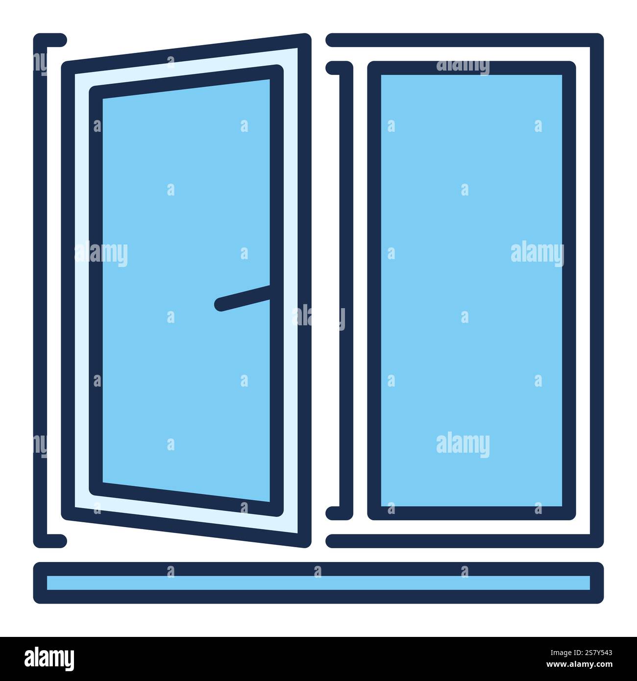 Opened Flat Window vector concept blue icon or design element Stock Vector
