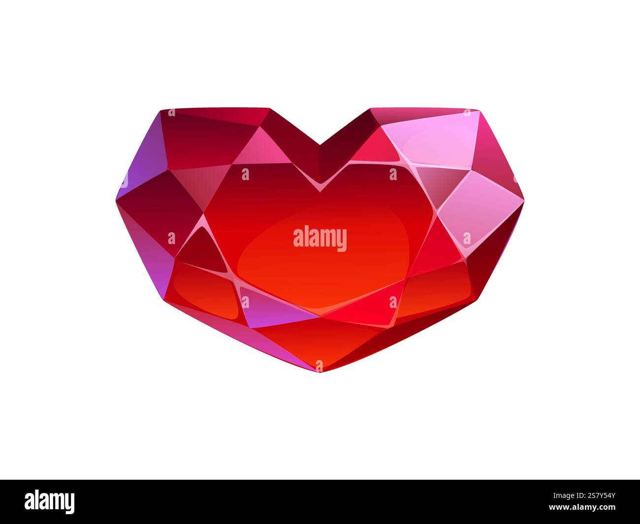 Cartoon red faceted heart shaped gemstone, symbolizing love, passion, and luxury, valentine day celebration, romance, elegance or precious treasures. Stock Vector