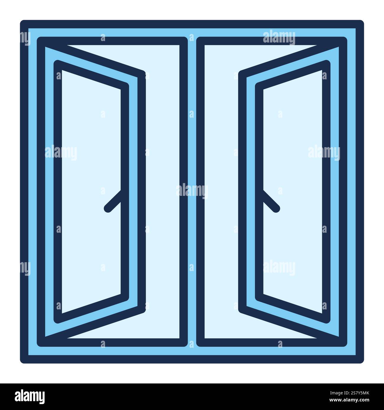 Opened Glass Window vector concept blue icon or symbol Stock Vector