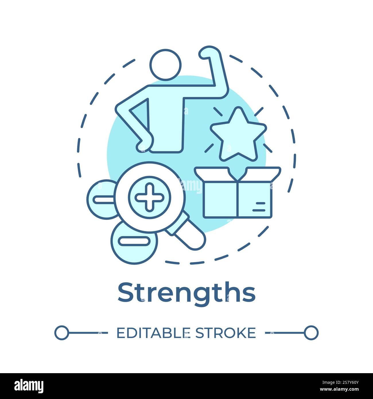 Strengths soft blue concept icon Stock Vector