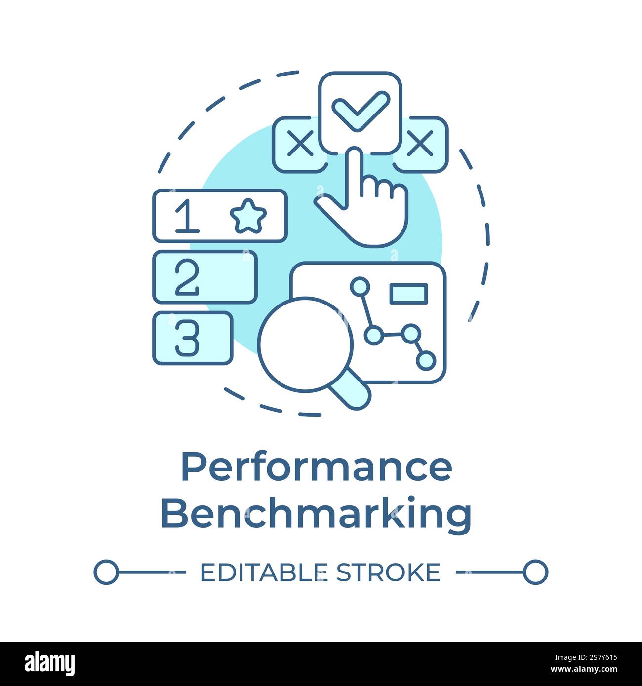 Performance benchmarking soft blue concept icon Stock Vector
