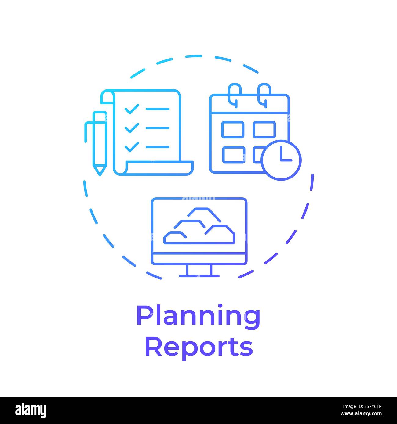 Planning reports blue gradient concept icon Stock Vector