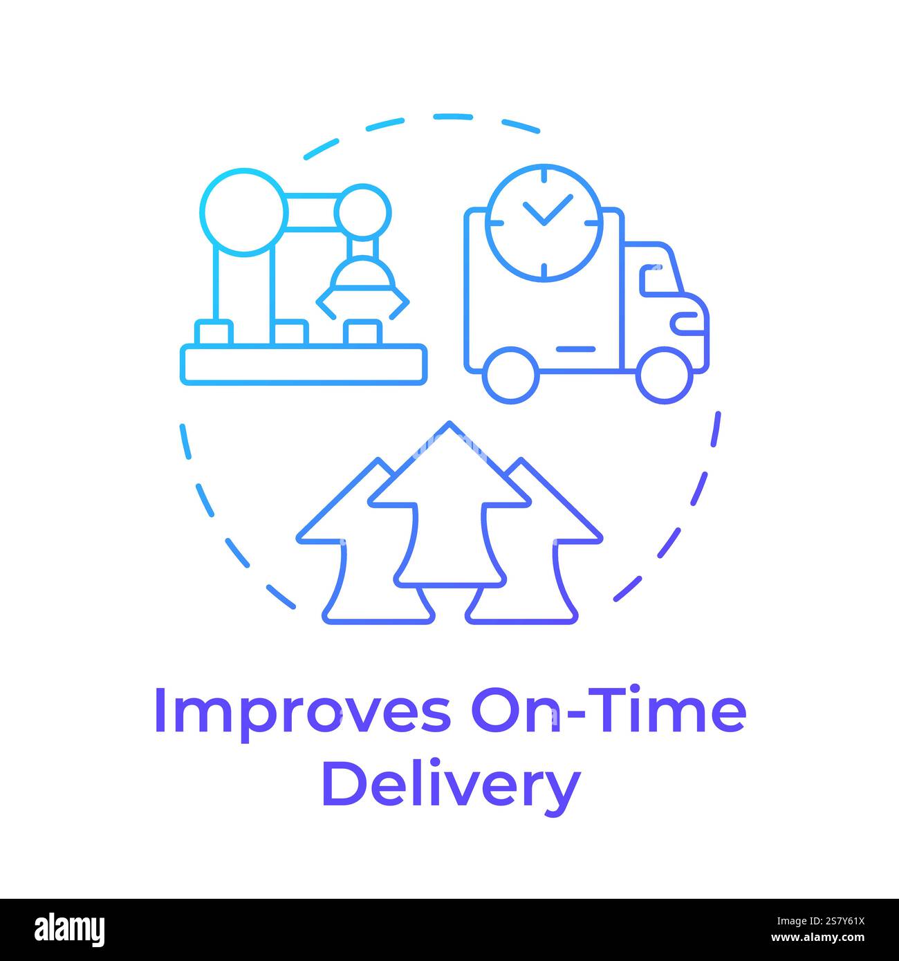 Improves on time delivery blue gradient concept icon Stock Vector