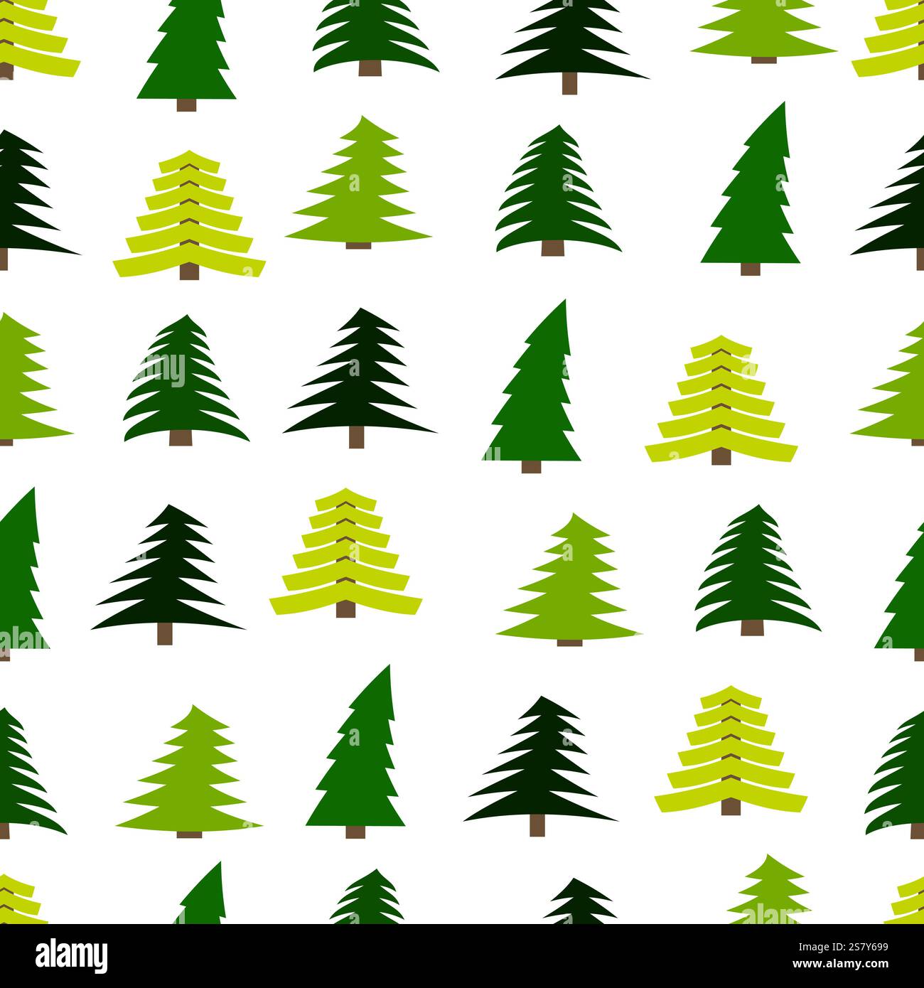 Seamless pattern with spruces on white background. Vector illustration Stock Vector