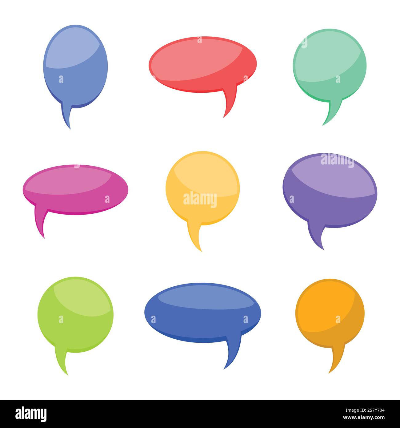 Set of nine colorful cartoon comic balloons speech bubbles without ...