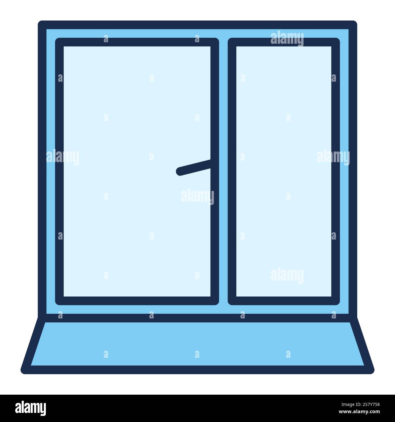 Opened Glass Frame vector Window concept blue icon or sign Stock Vector