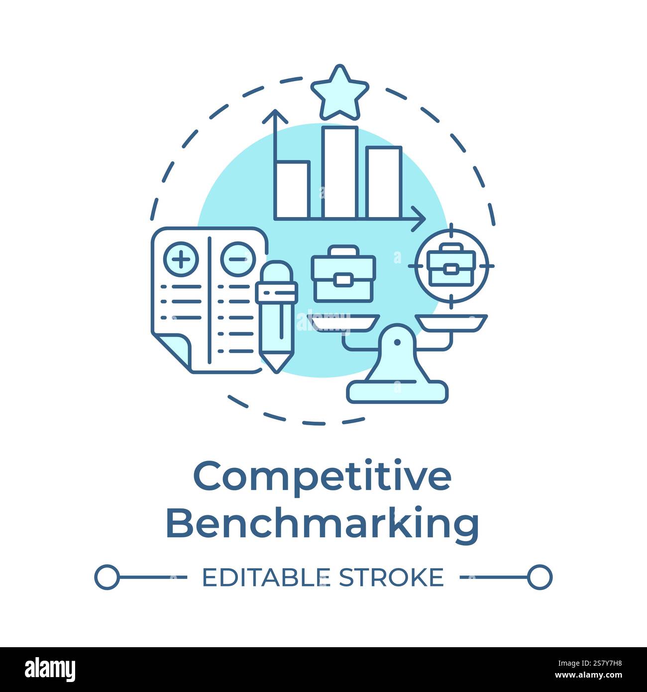 Competitive benchmarking soft blue concept icon Stock Vector