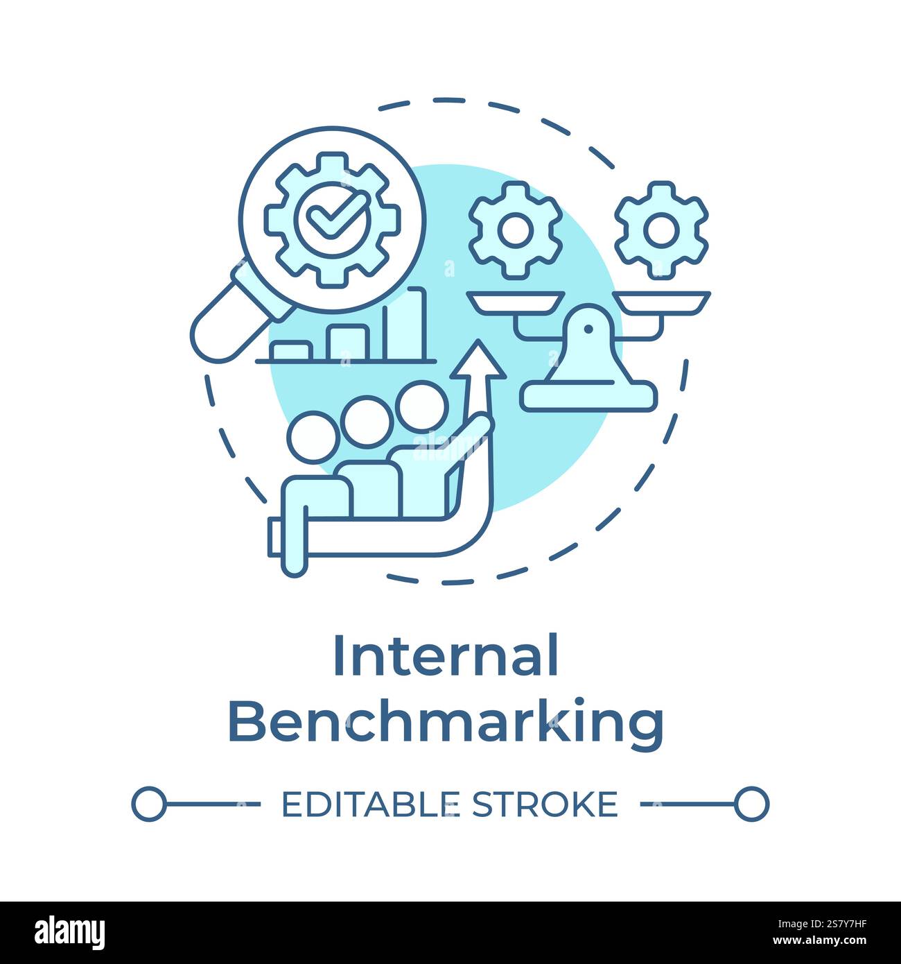 Internal benchmarking soft blue concept icon Stock Vector