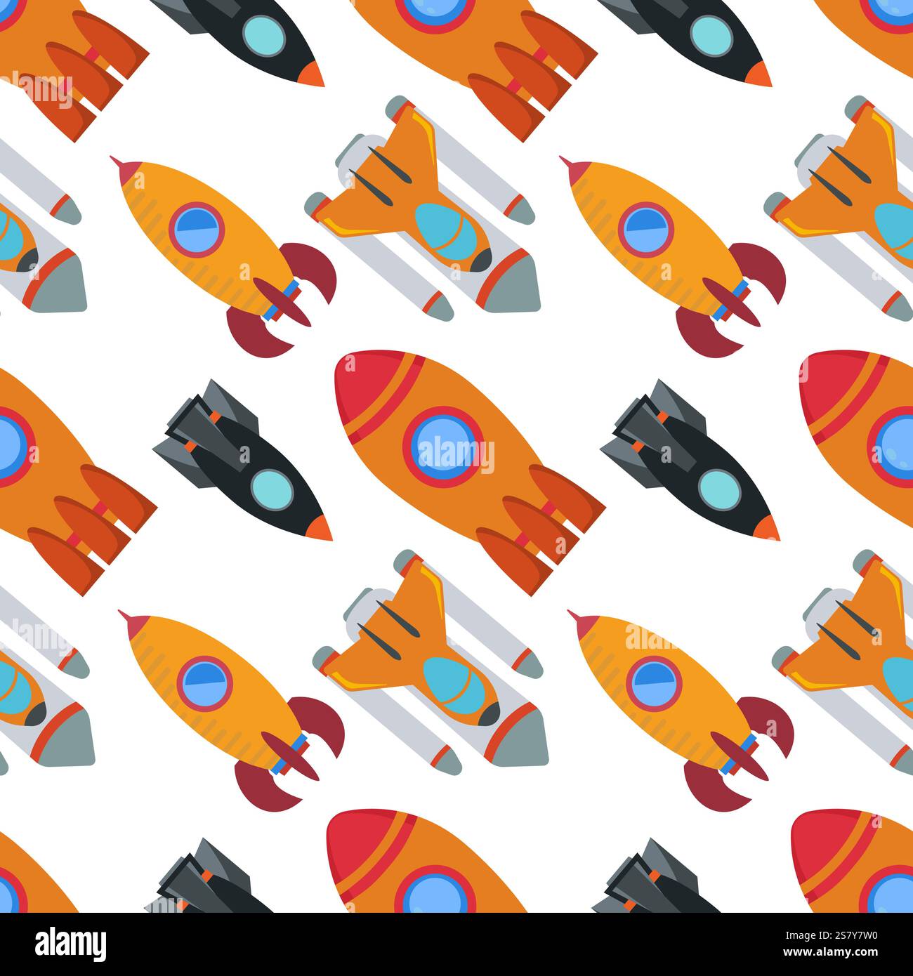 Seamless pattern with space rocket. Vector illustration Stock Vector ...