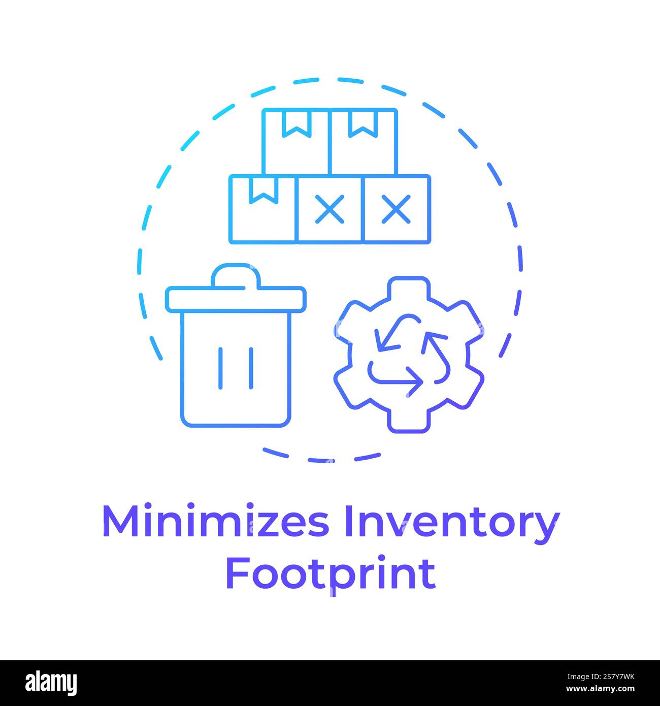 Minimizes inventory footprint blue gradient concept icon Stock Vector