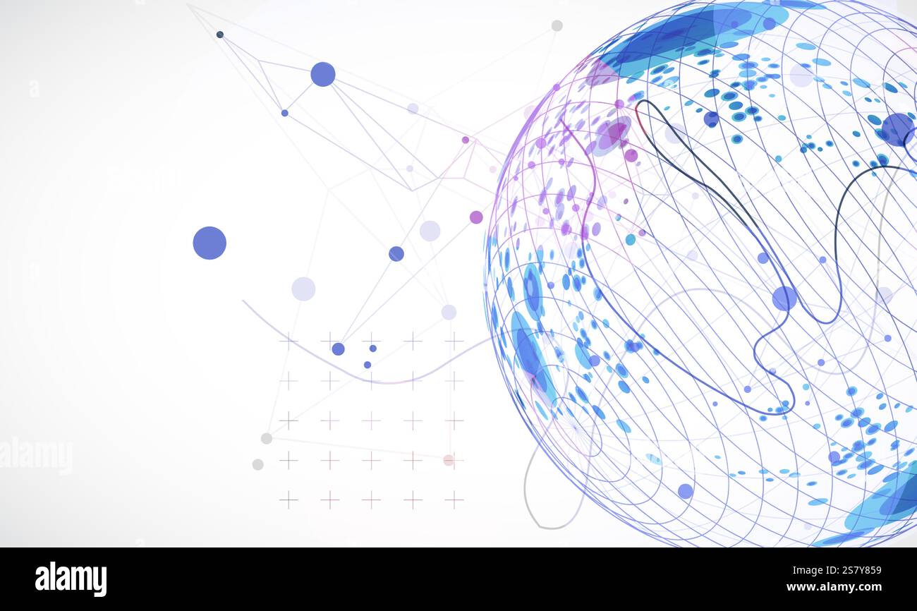 Abstract sphere background with plexus effect. 3D surface. Vector ...