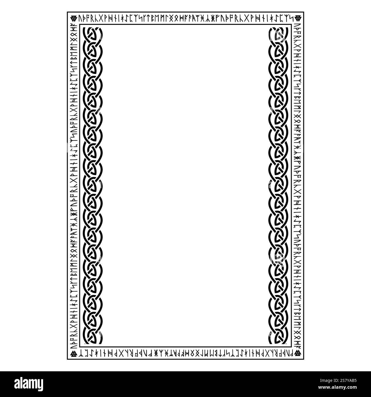 Runic Frameborder Line Design Ancient Scandinavian design. Frame drawn in Celtic-Scandinavian style ...