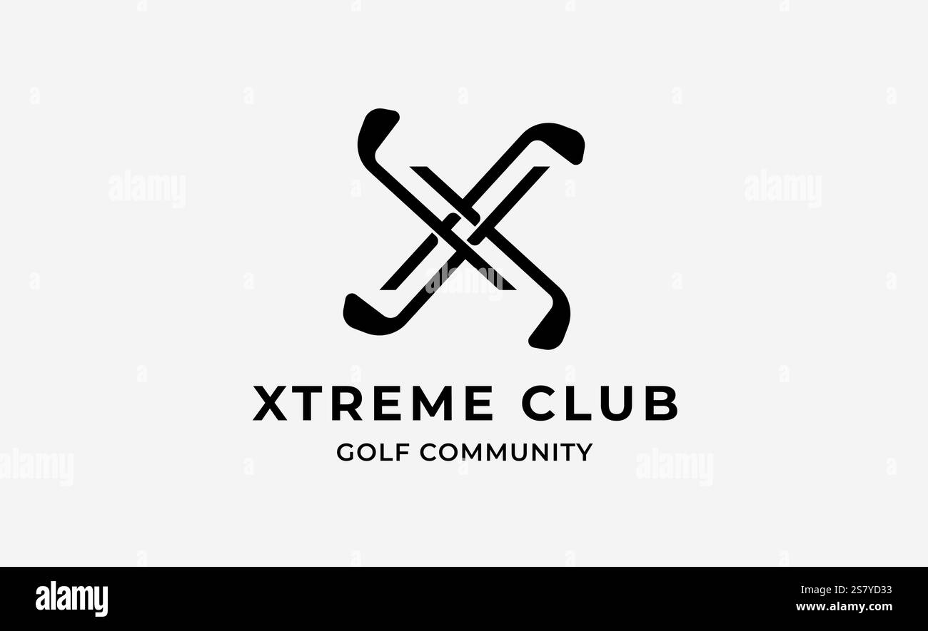 Monogram Logo Design Initial X And Golf Golf Ball Golf Stick And