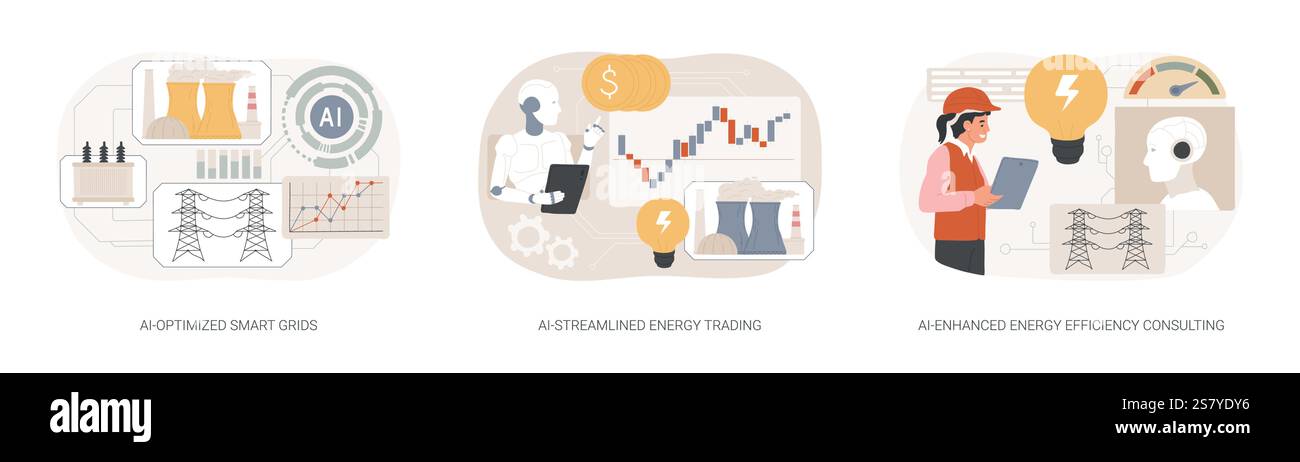AI in Energy supply abstract concept vector illustrations Stock Vector ...