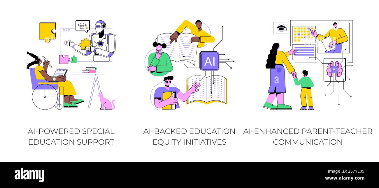 AI Technology in Education abstract concept vector illustrations Stock ...